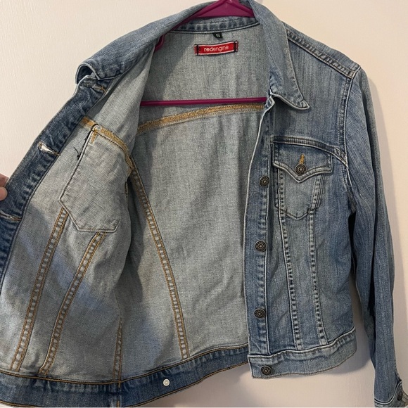 Red Engine Denim Blue Jean Jacket Giacca Women’s Small - Picture 6 of 14